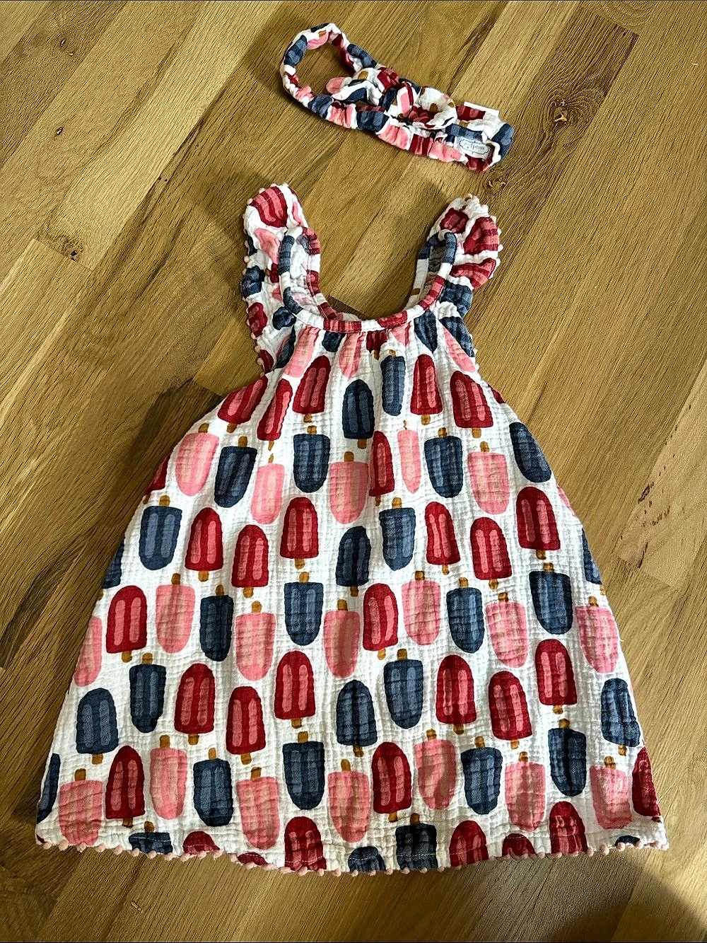mud pie Popsicle Muslin Dress and Headband Set 3T